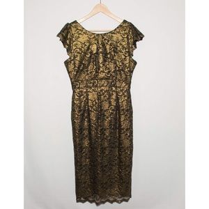 Arden B Gold and Black Lace Midi Dress